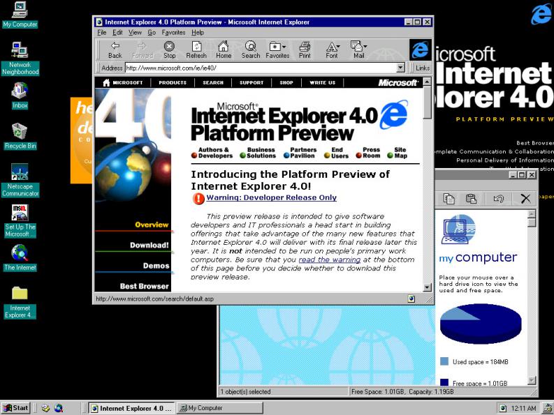 Internet Explorer 4.0 for Windows On Desktop (1997)